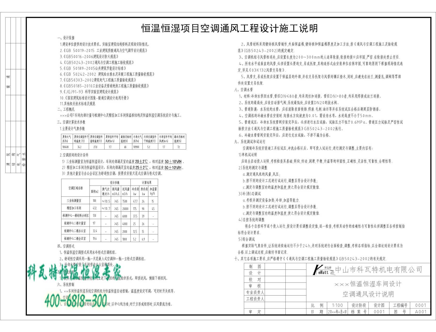 恒溫恒濕車(chē)間項目實(shí)施說(shuō)明書(shū)